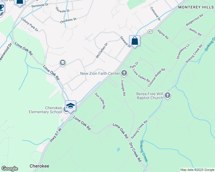 map of restaurants, bars, coffee shops, grocery stores, and more near 1907 Cherokee Rd in Johnson City