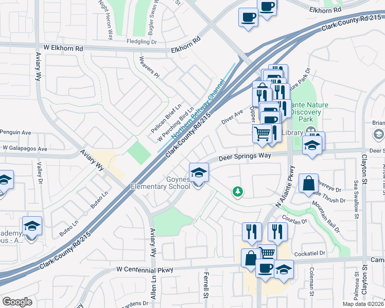 map of restaurants, bars, coffee shops, grocery stores, and more near 3313 Jamaica Princess Place in North Las Vegas