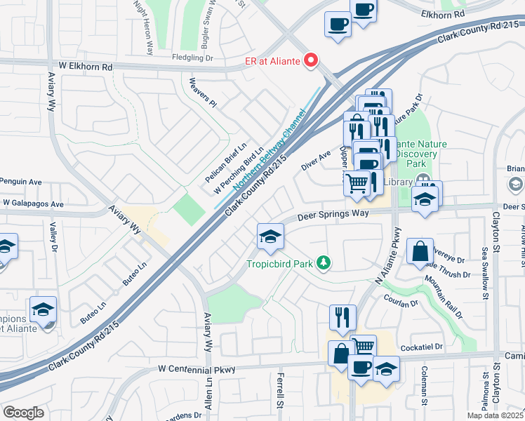 map of restaurants, bars, coffee shops, grocery stores, and more near 3305 Jamaica Princess Place in North Las Vegas
