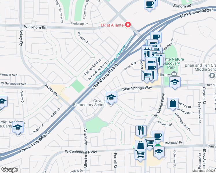 map of restaurants, bars, coffee shops, grocery stores, and more near 3313 Jamaica Princess Place in North Las Vegas