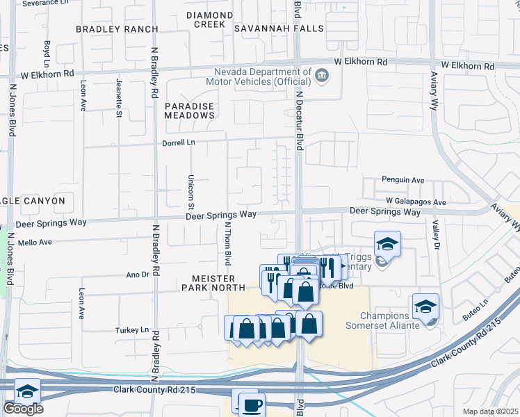 map of restaurants, bars, coffee shops, grocery stores, and more near 4913 Encore Paradise Avenue in Las Vegas