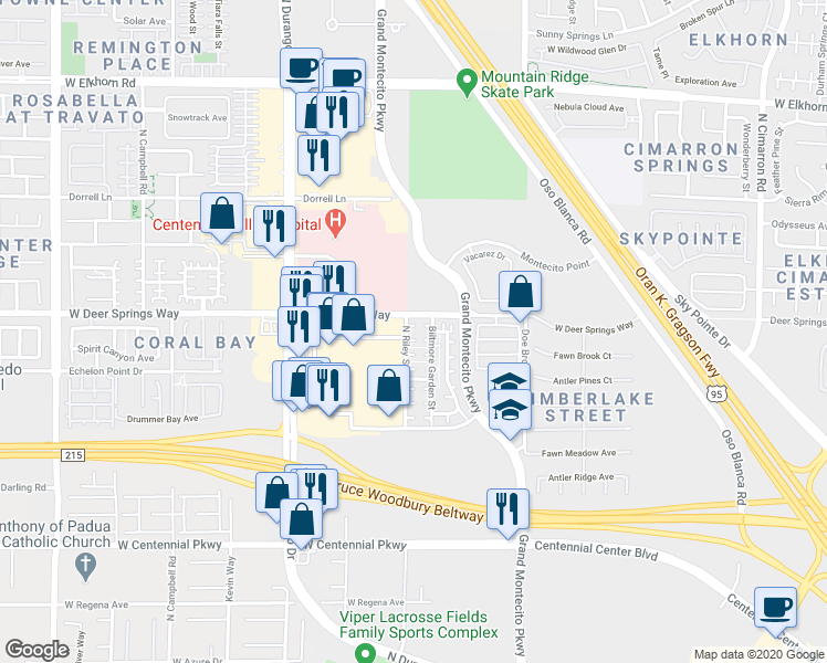 map of restaurants, bars, coffee shops, grocery stores, and more near 8553 Alocasia Court in Las Vegas