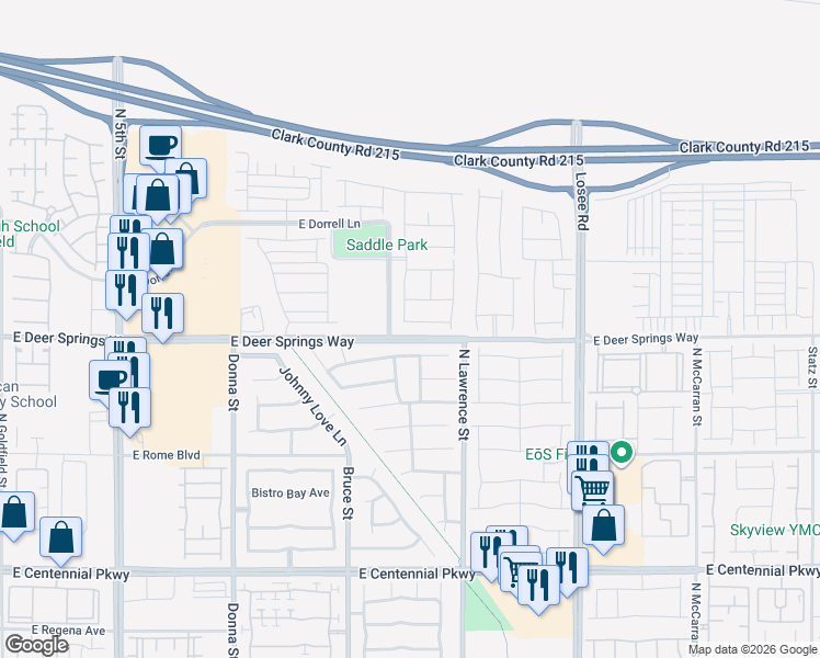 map of restaurants, bars, coffee shops, grocery stores, and more near 1616 Danielle Rebecca Avenue in North Las Vegas