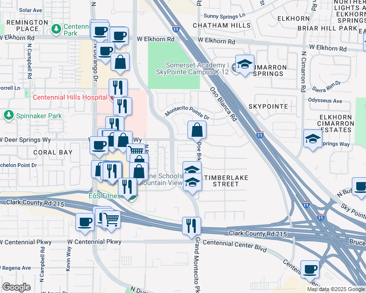 map of restaurants, bars, coffee shops, grocery stores, and more near 8439 Sequoia Grove Avenue in Las Vegas