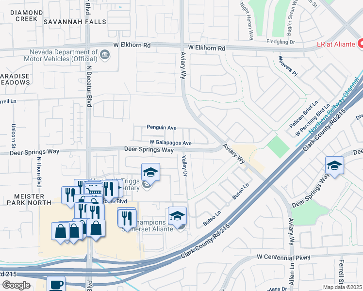 map of restaurants, bars, coffee shops, grocery stores, and more near 6752 Arctic Breeze Street in North Las Vegas