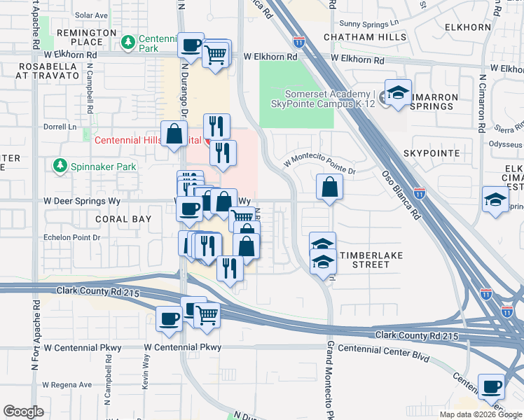 map of restaurants, bars, coffee shops, grocery stores, and more near 8553 Alocasia Court in Las Vegas
