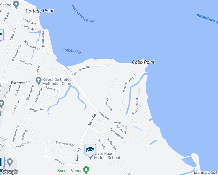 map of restaurants, bars, coffee shops, grocery stores, and more near 123 Chancey Drive in Elizabeth City