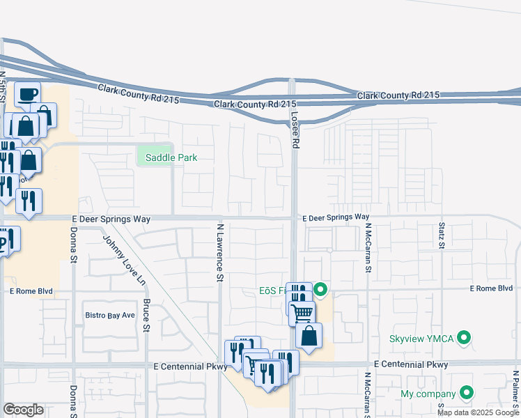 map of restaurants, bars, coffee shops, grocery stores, and more near 6823 Camino Real Street in North Las Vegas