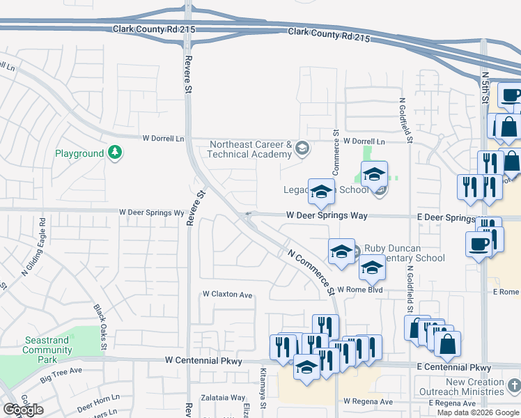 map of restaurants, bars, coffee shops, grocery stores, and more near 6804 Boulder Canyon Street in North Las Vegas