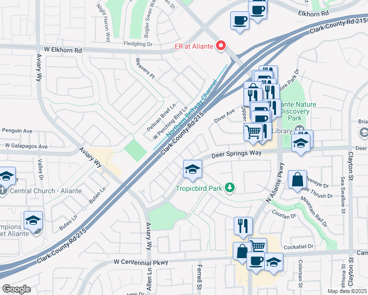 map of restaurants, bars, coffee shops, grocery stores, and more near 3305 Jamaica Princess Place in North Las Vegas