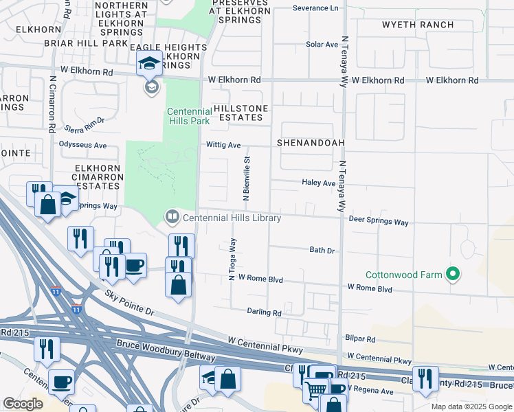 map of restaurants, bars, coffee shops, grocery stores, and more near 7410 Deer Springs Way in Las Vegas