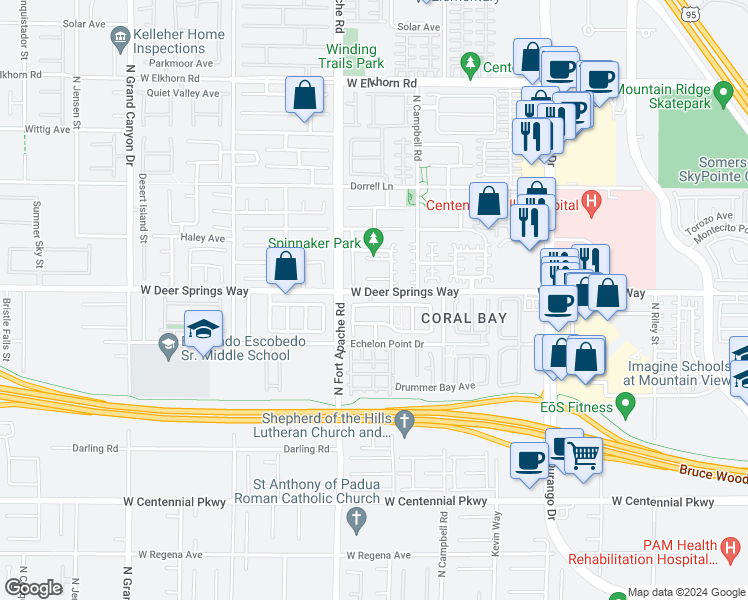 map of restaurants, bars, coffee shops, grocery stores, and more near 9120 Patrick Henry Avenue in Las Vegas