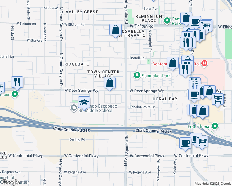 map of restaurants, bars, coffee shops, grocery stores, and more near 6808 North Chieftain Street in Las Vegas