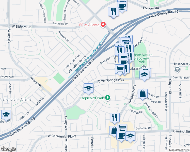map of restaurants, bars, coffee shops, grocery stores, and more near 3209 Orange Orchid Place in North Las Vegas
