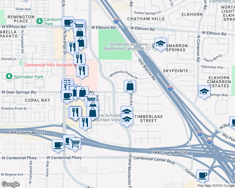 map of restaurants, bars, coffee shops, grocery stores, and more near 8452 Sequoia Grove Avenue in Las Vegas
