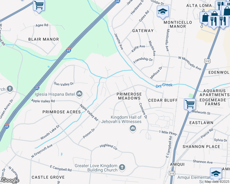 map of restaurants, bars, coffee shops, grocery stores, and more near 1147 North Graycroft Avenue in Nashville