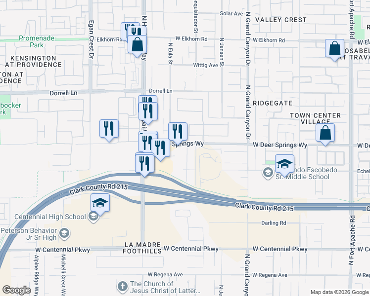 map of restaurants, bars, coffee shops, grocery stores, and more near 6789 Bristle Falls Street in Las Vegas