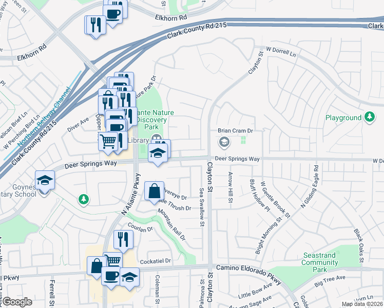 map of restaurants, bars, coffee shops, grocery stores, and more near 2113 Forest Mist Avenue in North Las Vegas