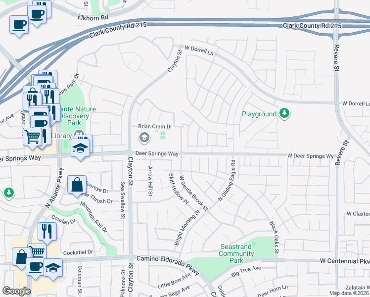 map of restaurants, bars, coffee shops, grocery stores, and more near 6821 Empire Cliff Street in North Las Vegas