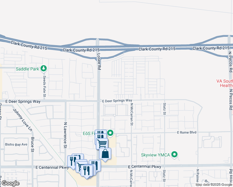 map of restaurants, bars, coffee shops, grocery stores, and more near 2628 Blazing Blue Avenue in North Las Vegas