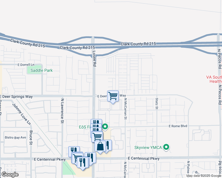 map of restaurants, bars, coffee shops, grocery stores, and more near 2628 Blazing Blue Avenue in North Las Vegas