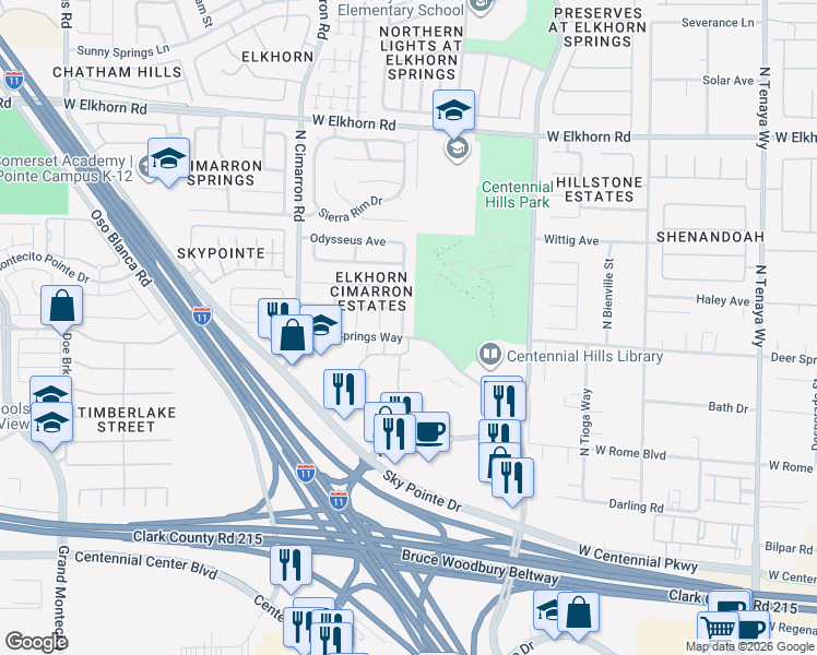 map of restaurants, bars, coffee shops, grocery stores, and more near 6804 Rosinwood Street in Las Vegas