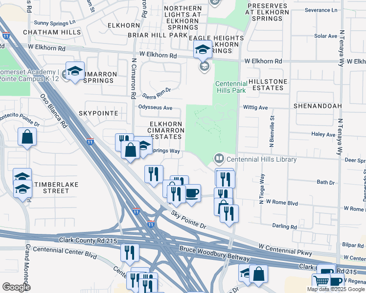 map of restaurants, bars, coffee shops, grocery stores, and more near 6804 Rosinwood Street in Las Vegas