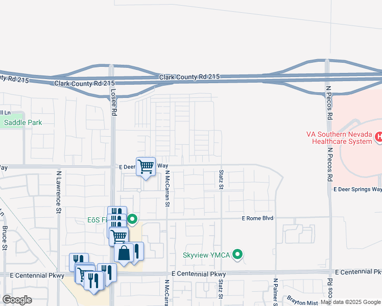 map of restaurants, bars, coffee shops, grocery stores, and more near 6832 Sunflower Fields Street in North Las Vegas