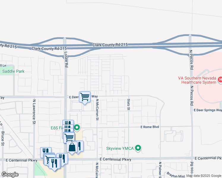 map of restaurants, bars, coffee shops, grocery stores, and more near 6832 Sunflower Fields Street in North Las Vegas