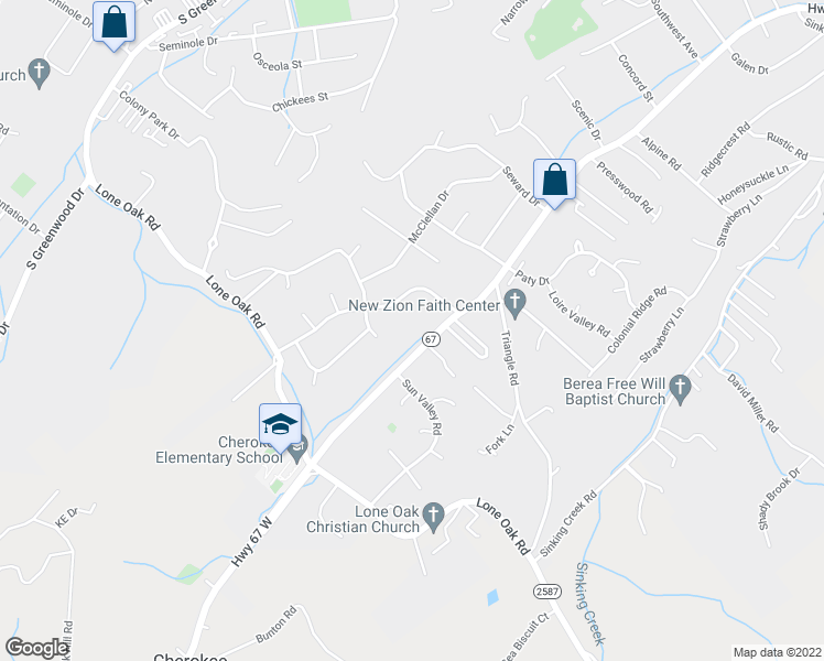map of restaurants, bars, coffee shops, grocery stores, and more near 1807 Brook Hollow Road in Johnson City