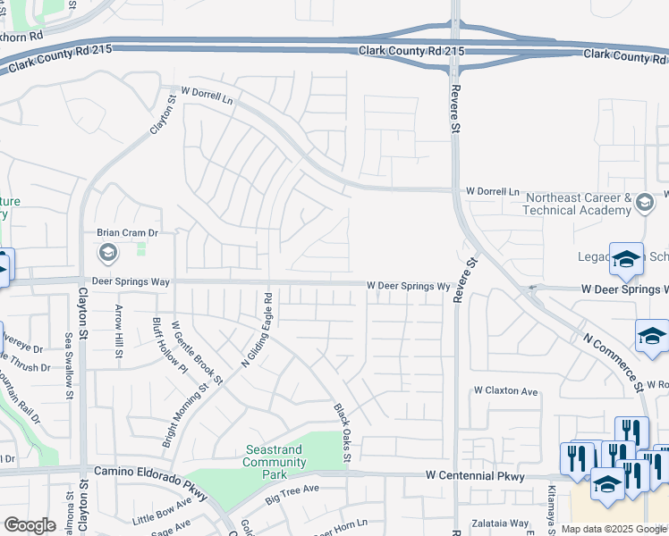 map of restaurants, bars, coffee shops, grocery stores, and more near 1208 Crimson Sunbird Avenue in North Las Vegas
