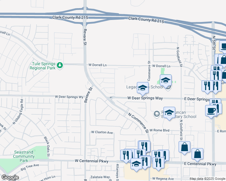 map of restaurants, bars, coffee shops, grocery stores, and more near 6821 Boulder Canyon Street in North Las Vegas
