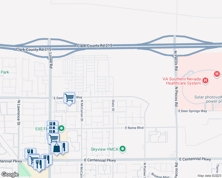 map of restaurants, bars, coffee shops, grocery stores, and more near 6501-6605 North McCarran Street in North Las Vegas