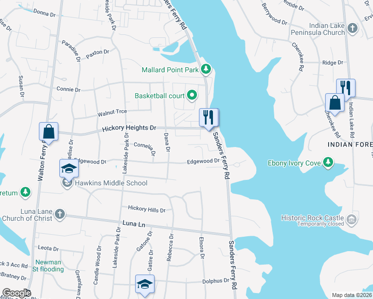 map of restaurants, bars, coffee shops, grocery stores, and more near 111 Crossfield Drive in Hendersonville