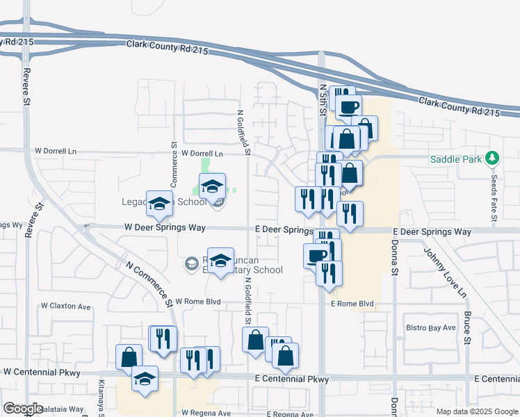 map of restaurants, bars, coffee shops, grocery stores, and more near 37 Buffalo Gap Court in North Las Vegas