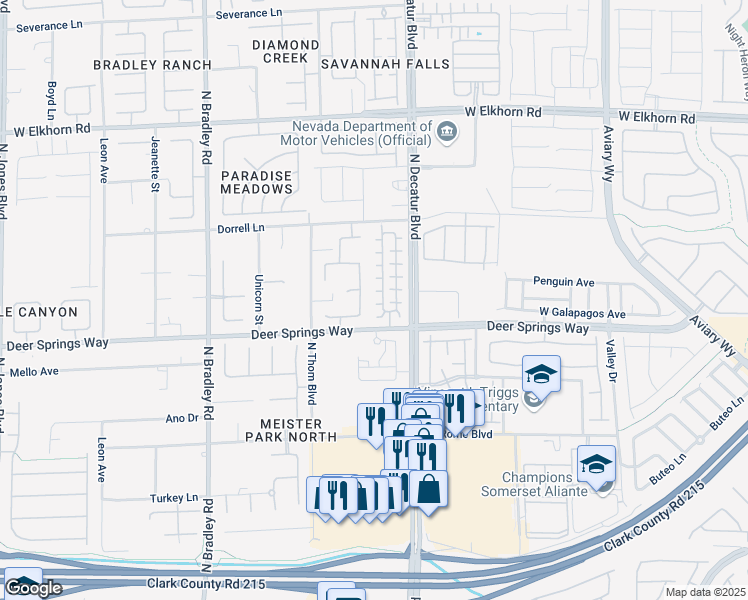 map of restaurants, bars, coffee shops, grocery stores, and more near 4840 Bedrock Cove Court in Las Vegas