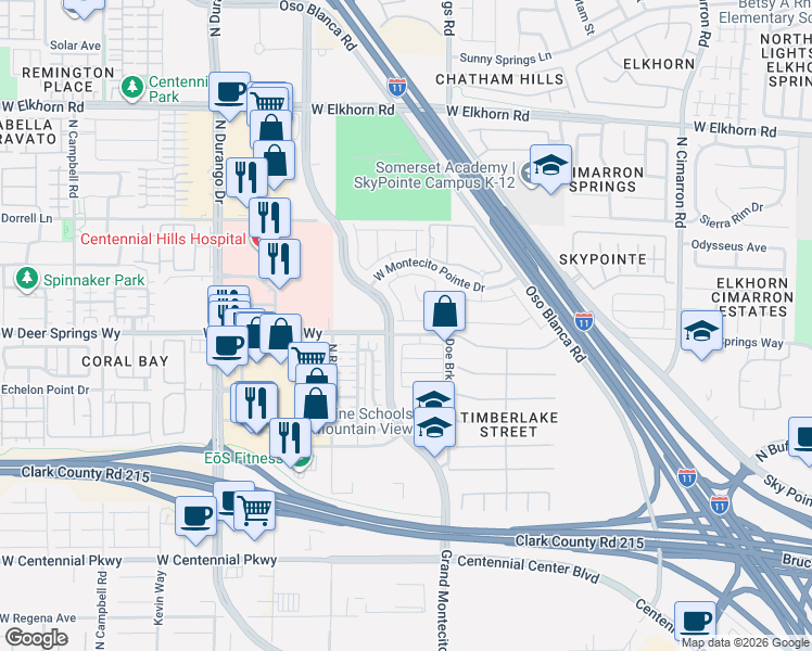 map of restaurants, bars, coffee shops, grocery stores, and more near 6816 Calvitero Street in Las Vegas