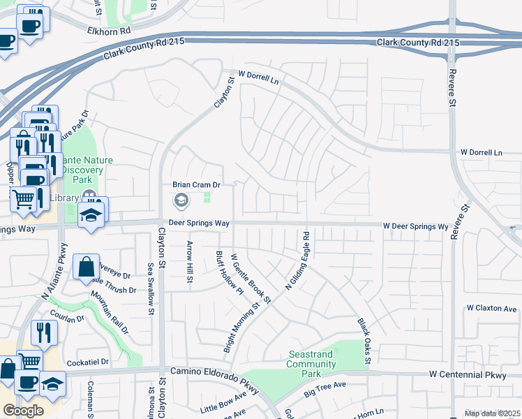 map of restaurants, bars, coffee shops, grocery stores, and more near 6830 Fallen Rock Street in North Las Vegas
