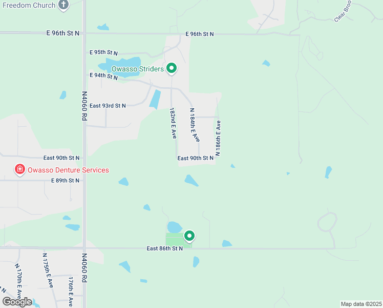 map of restaurants, bars, coffee shops, grocery stores, and more near 18241 East 90th Street North in Owasso