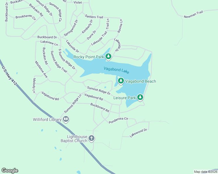 map of restaurants, bars, coffee shops, grocery stores, and more near 96 Summit Ridge Lane in Williford