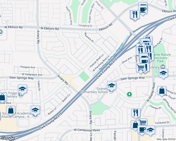 map of restaurants, bars, coffee shops, grocery stores, and more near 6869 Quiet Peeps Place in North Las Vegas