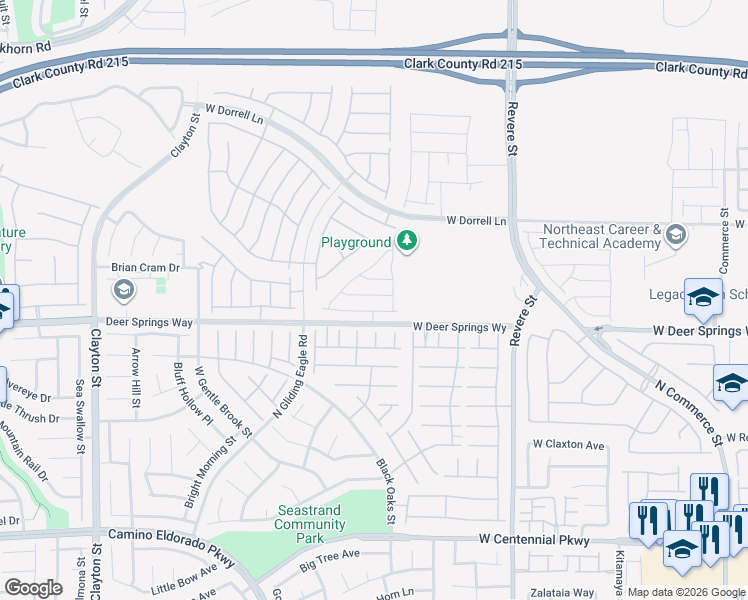 map of restaurants, bars, coffee shops, grocery stores, and more near 1211 Azure Jay Avenue in North Las Vegas