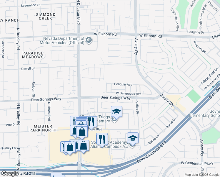 map of restaurants, bars, coffee shops, grocery stores, and more near 4444 West Carrier Dove Street in North Las Vegas