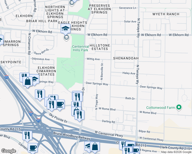 map of restaurants, bars, coffee shops, grocery stores, and more near 6812 Little Brook Street in Las Vegas
