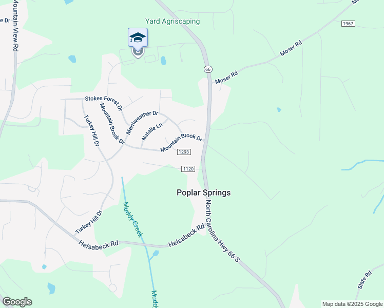 map of restaurants, bars, coffee shops, grocery stores, and more near 225 South Vandala Court in King