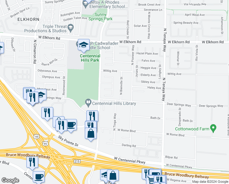 map of restaurants, bars, coffee shops, grocery stores, and more near 6812 Little Brook Street in Las Vegas