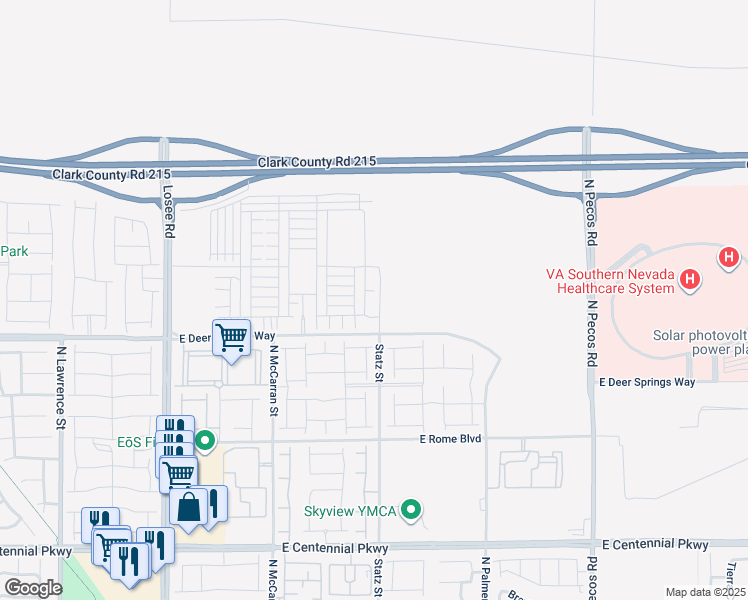 map of restaurants, bars, coffee shops, grocery stores, and more near 6501-6605 North McCarran Street in North Las Vegas