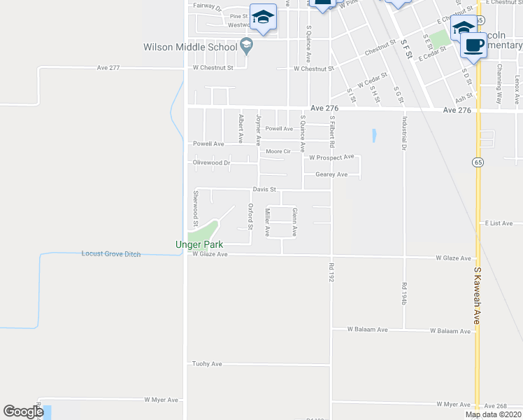 map of restaurants, bars, coffee shops, grocery stores, and more near 526 Miller Avenue in Exeter
