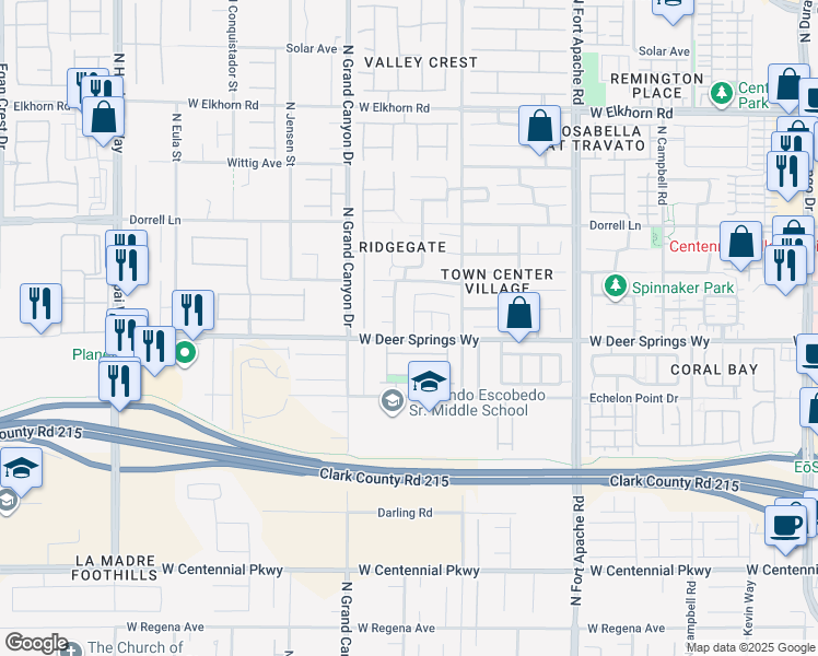 map of restaurants, bars, coffee shops, grocery stores, and more near 6811 Rolling Boulder Street in Las Vegas
