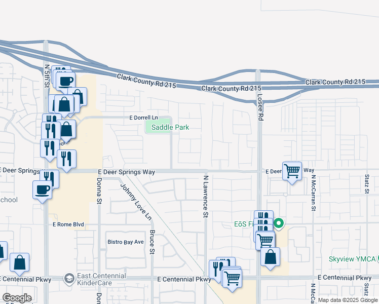 map of restaurants, bars, coffee shops, grocery stores, and more near Walnut Timber Avenue in North Las Vegas